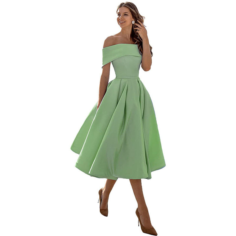 Variant image for Women's A-Line Dress Black Smooth Fabric Off-Shoulder Cocktail Dress-21