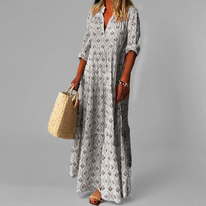 Variant image for Women's Maxi Dress Vintage Print Size M Lightweight Cotton-9