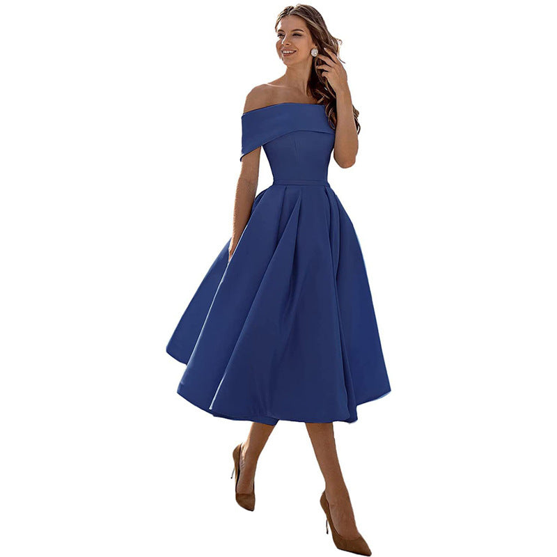 Variant image for Women's A-Line Dress Black Smooth Fabric Off-Shoulder Cocktail Dress-41