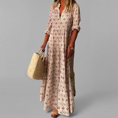 Variant image for Women's Maxi Dress Vintage Print Size M Lightweight Cotton-1