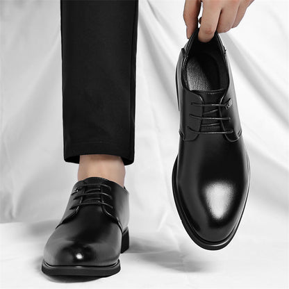 Men's Leather Plain-Toe Lace-Up Dress Shoes in Black - additional view 11 | Hensley London