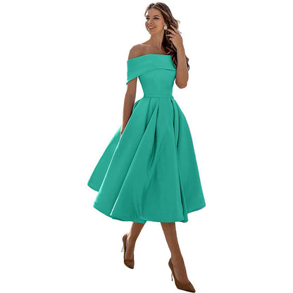 Variant image for Women's A-Line Dress Black Smooth Fabric Off-Shoulder Cocktail Dress-26