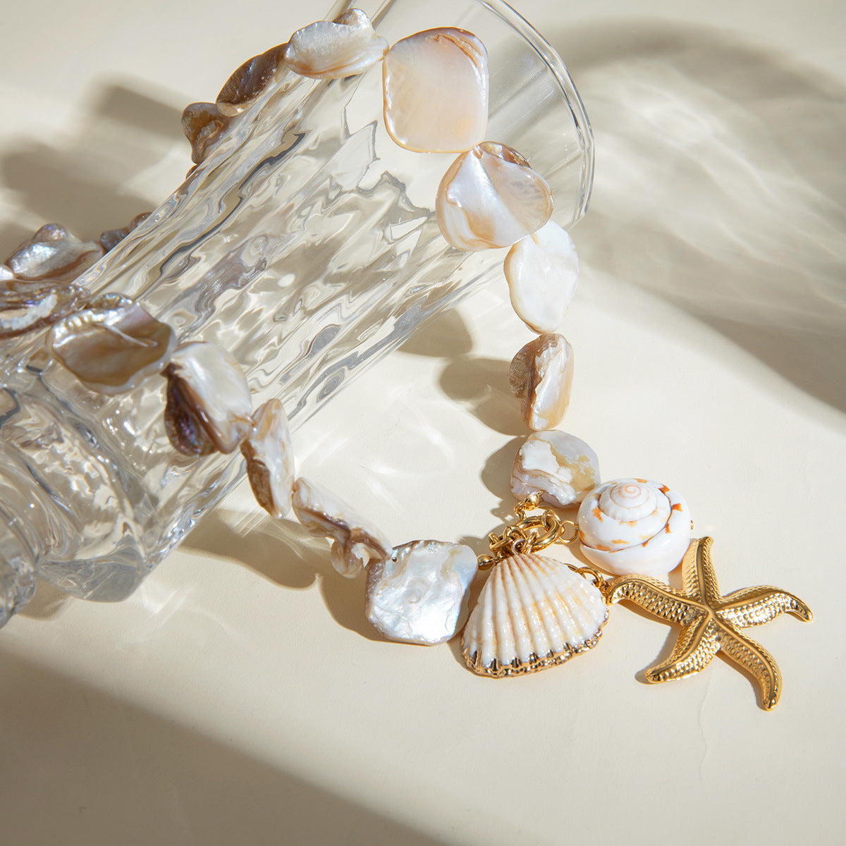 Ocean-Inspired Necklace with Gold Charms – Waterproof and Hypoallergenic Seafarer Design 2