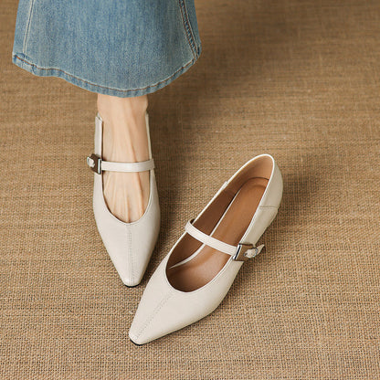Women's Genuine Leather Mary Jane Flats – product view | Hensley London