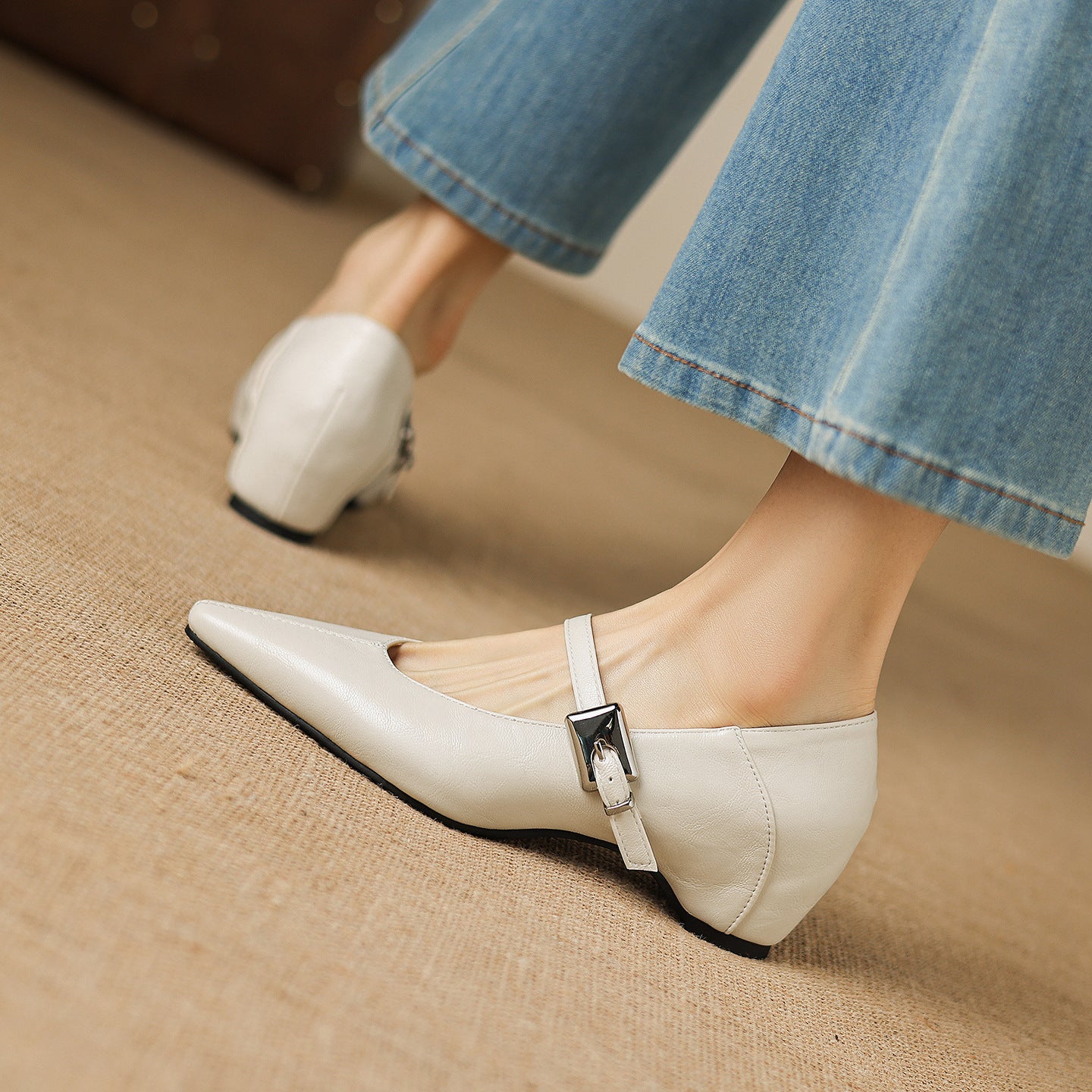 Women's Genuine Leather Mary Jane Flats – product view | Hensley London