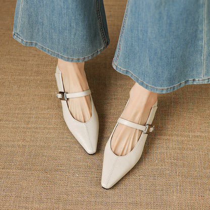 Women's Genuine Leather Mary Jane Flats – product view | Hensley London