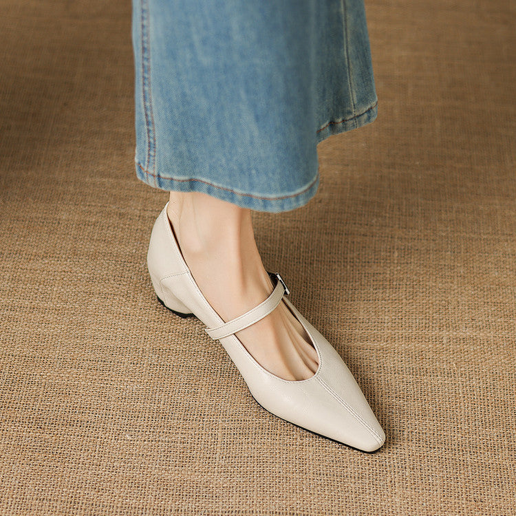 Women's Genuine Leather Mary Jane Flats – product view | Hensley London