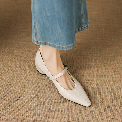 Women's Genuine Leather Mary Jane Flats – product view | Hensley London
