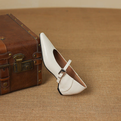 Women's Genuine Leather Mary Jane Flats – product view | Hensley London