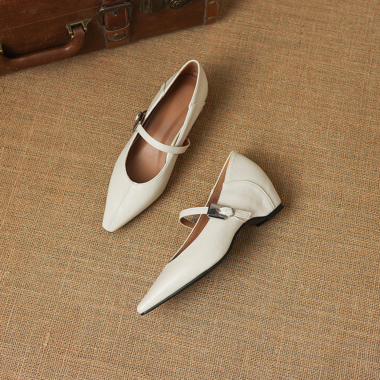 Women's Genuine Leather Mary Jane Flats – product view | Hensley London