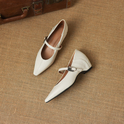 Women's Genuine Leather Mary Jane Flats – product view | Hensley London