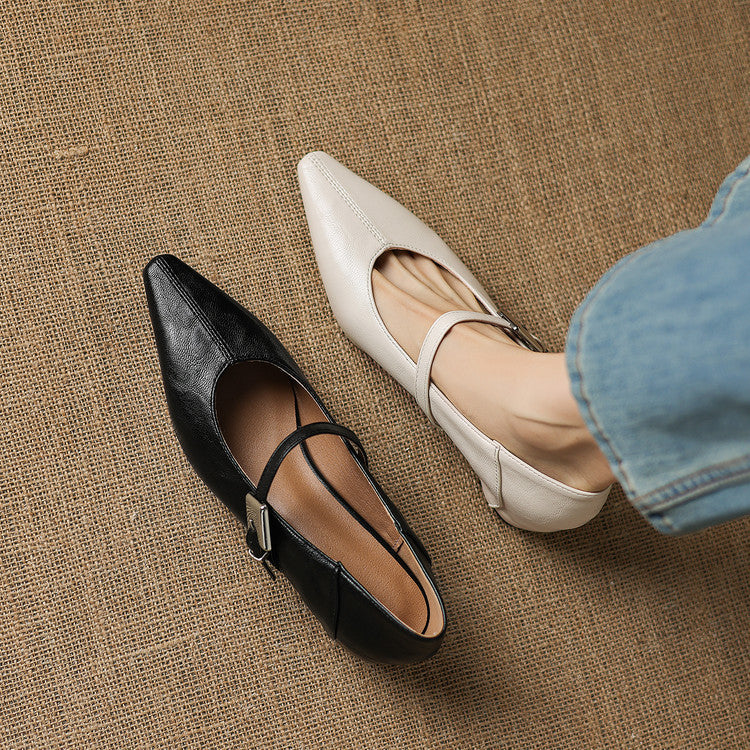 Women's Genuine Leather Mary Jane Flats – product view | Hensley London