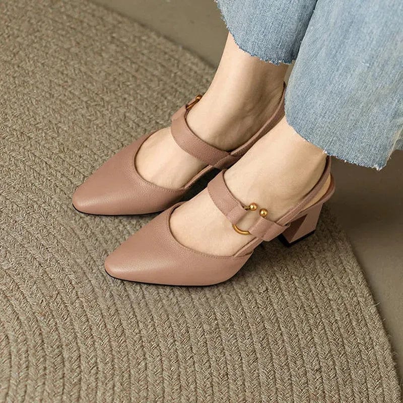 Women's Faux Leather Slingback Heels - top view | Hensley London