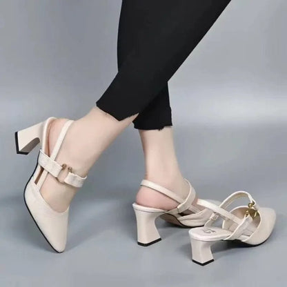 Women's Faux Leather Slingback Heels - detail view | Hensley London