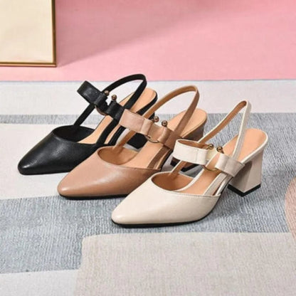 Women's Faux Leather Slingback Heels - lifestyle view | Hensley London