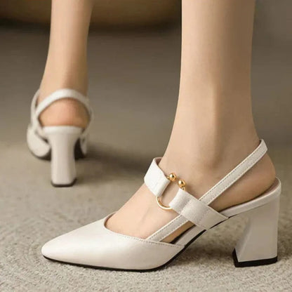 Women's Faux Leather Slingback Heels - color options view | Hensley London
