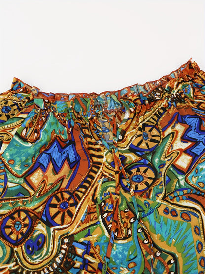 Off-Shoulder Boho Blouse with Long Sleeves for Women – Lightweight and Colorful Spring Top 3