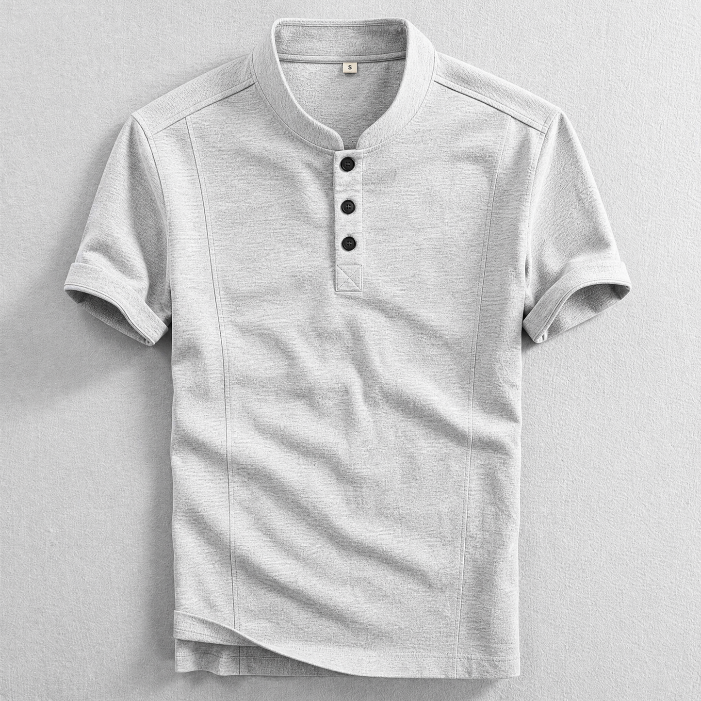 Men's Cotton-Blend Henley Shirt in Gray – front view | Hensley London