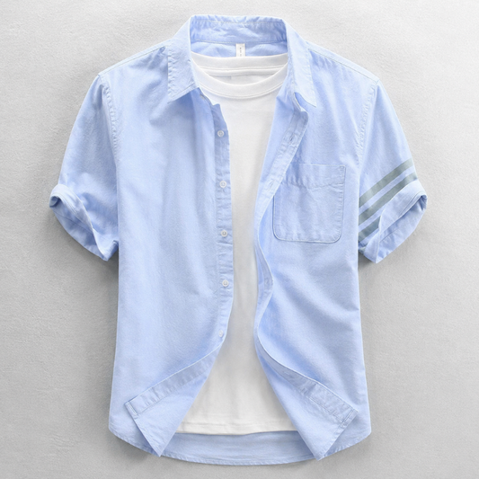 Men's Premium Linen Button-Up Shirt – product view | Hensley London
