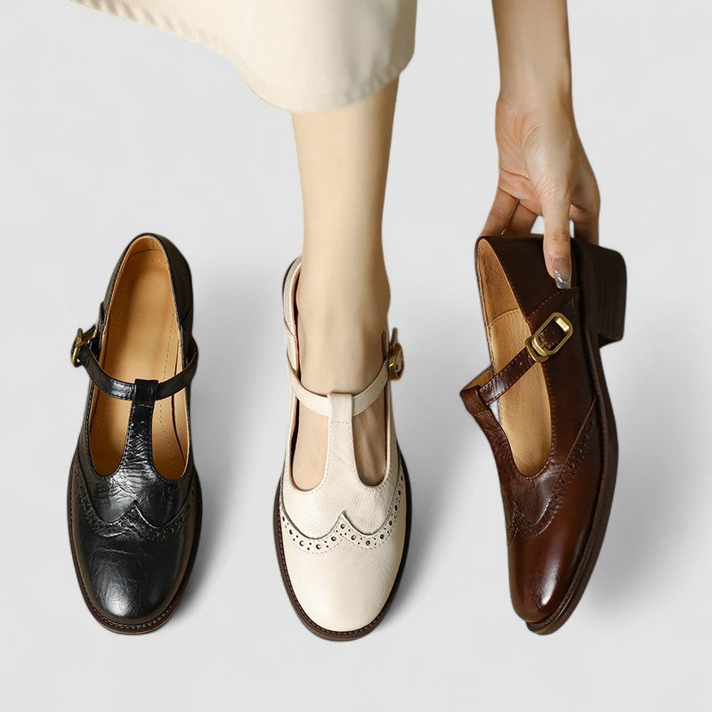 Women's Mary Jane Shoes Black Leather Orthopaedic with Cushioned Insole - Image 2
