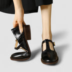 Women's Mary Jane Shoes Black Leather Orthopaedic with Cushioned Insole - 5