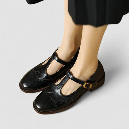 Women's Mary Jane Shoes Black Leather Orthopaedic with Cushioned Insole - Image 6