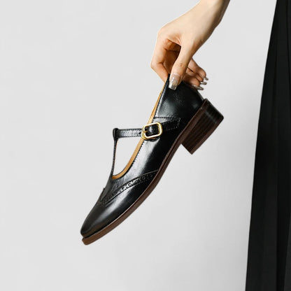 Women's Mary Jane Shoes Black Leather Orthopaedic with Cushioned Insole - Image 8