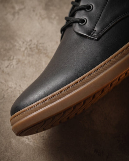 Men's Cowhide Leather Derby Shoes in Black – top view | Hensley London