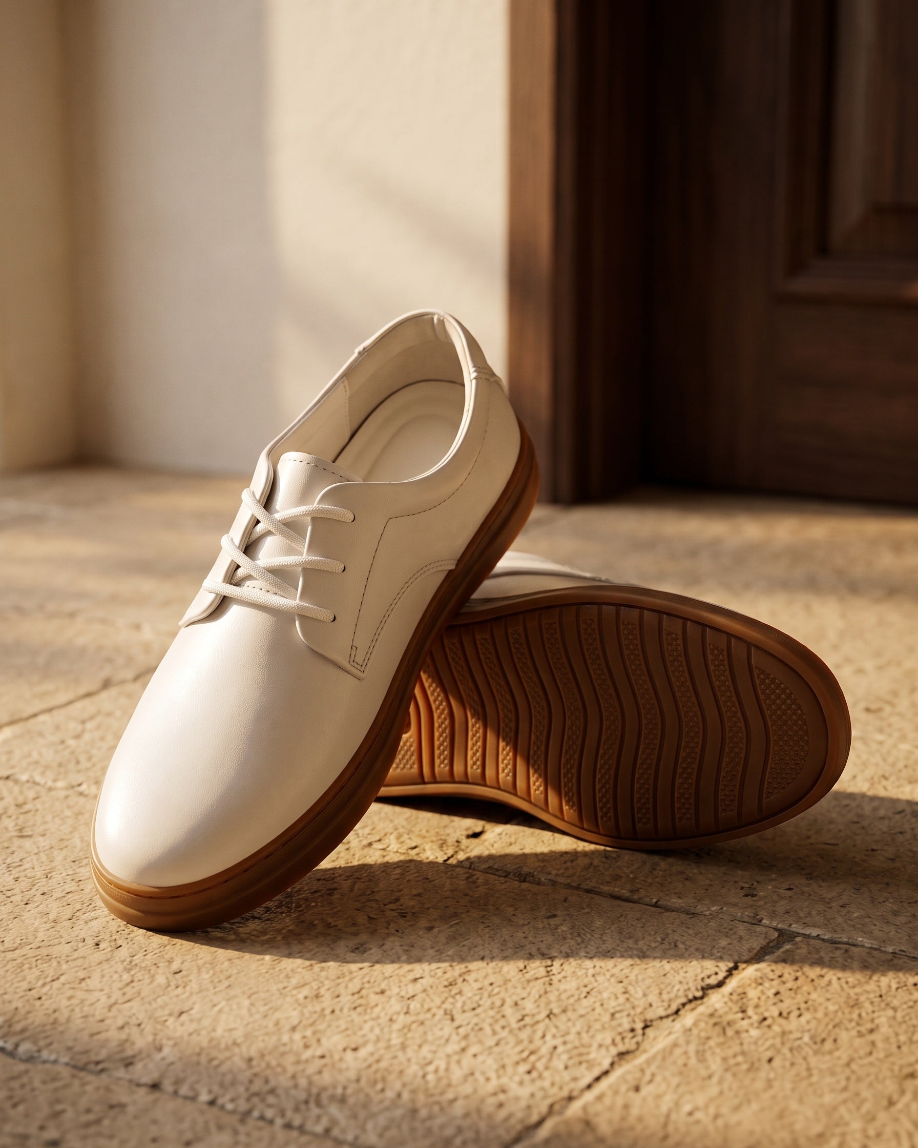 Men's Cowhide Leather Derby Shoes in Black – on-foot view | Hensley London