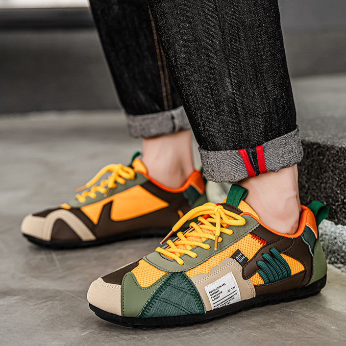 Men's Utility Lace-Up Sneakers in Black – front view | Hensley London