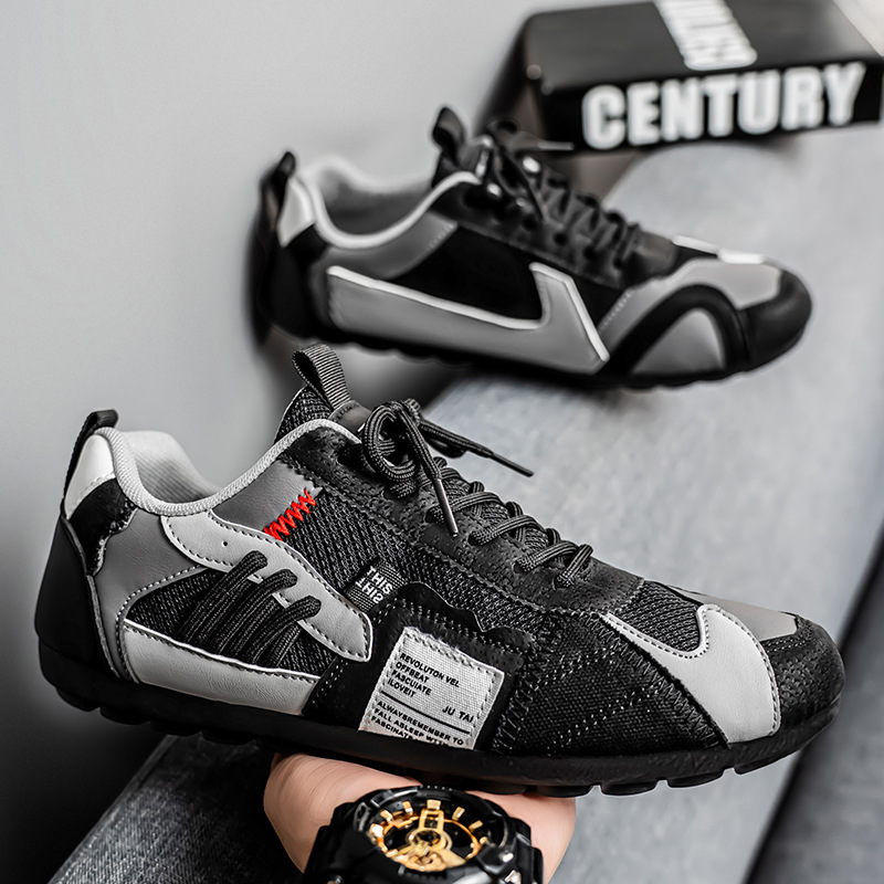 Men's Utility Lace-Up Sneakers in Yellow – side view | Hensley London