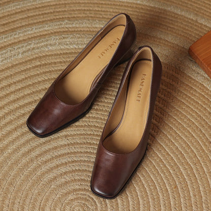 Women's Genuine Leather Square-Toe Pumps - product view | Hensley London