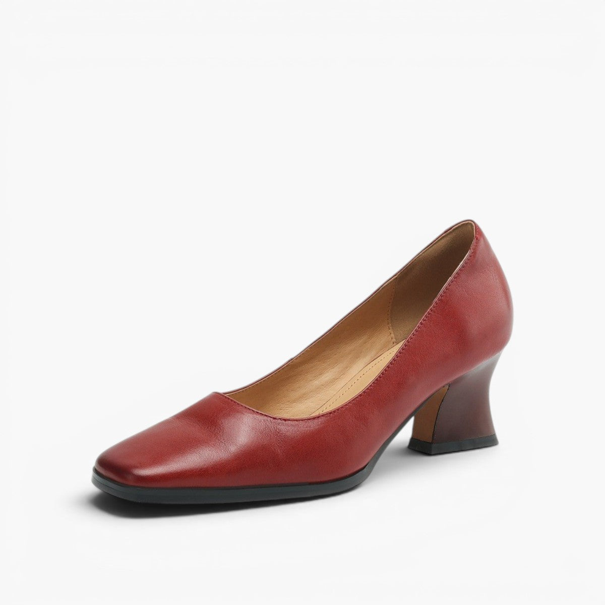 Women's Genuine Leather Square-Toe Pumps - side view | Hensley London