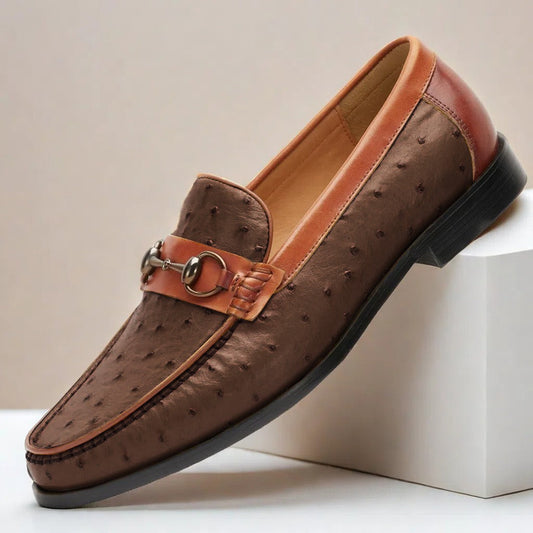 Men's Full Grain Cowhide Leather Slip-On Loafers in Brown – front view | Hensley London