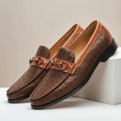 Men's Full Grain Cowhide Leather Slip-On Loafers in Brown – detail view | Hensley London