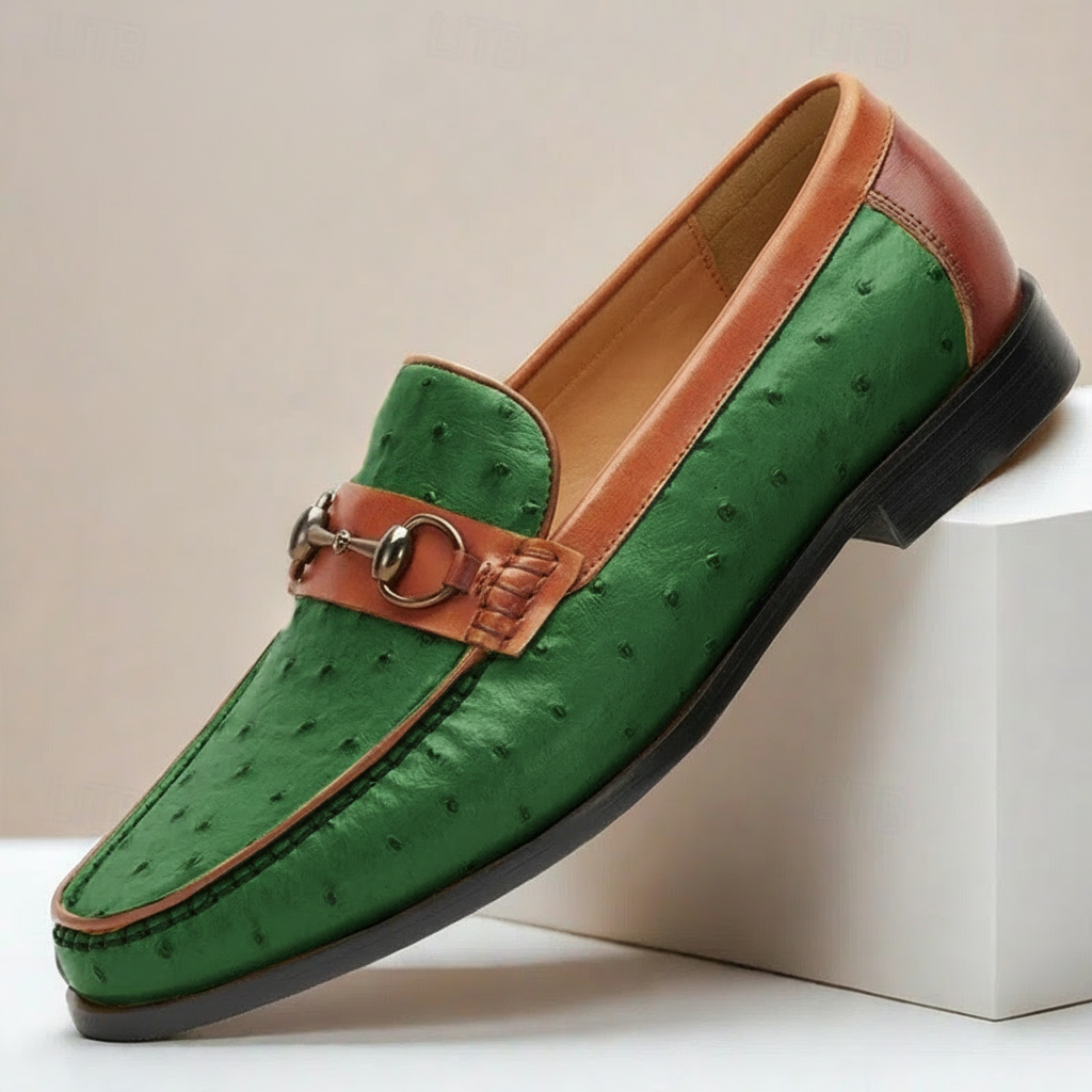 Men's Full Grain Cowhide Leather Slip-On Loafers in Yellow – side view | Hensley London