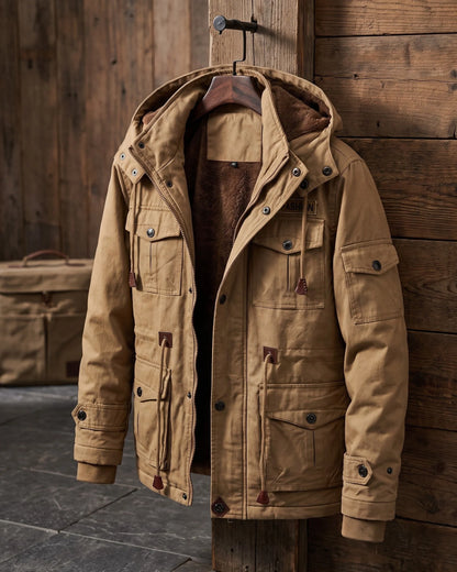 Men's Cotton Hooded Utility Jacket – additional product view | Hensley London