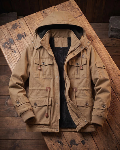 Men's Cotton Hooded Utility Jacket – additional product view | Hensley London