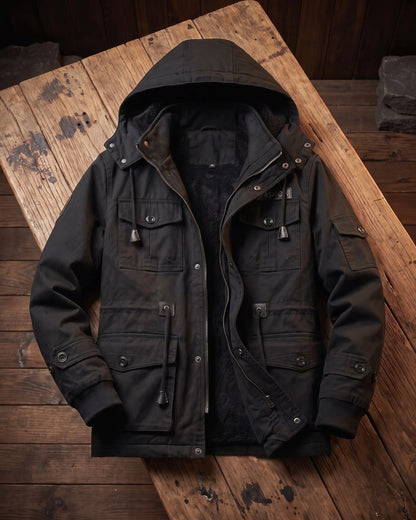 Men's Cotton Hooded Utility Jacket – additional product view | Hensley London