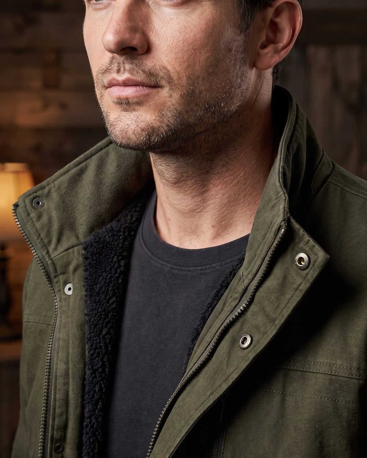 Men's Cotton Hooded Utility Jacket – additional product view | Hensley London