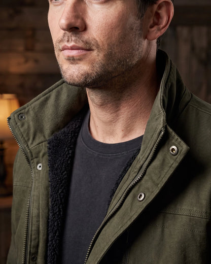 Men's Cotton Hooded Utility Jacket – additional product view | Hensley London