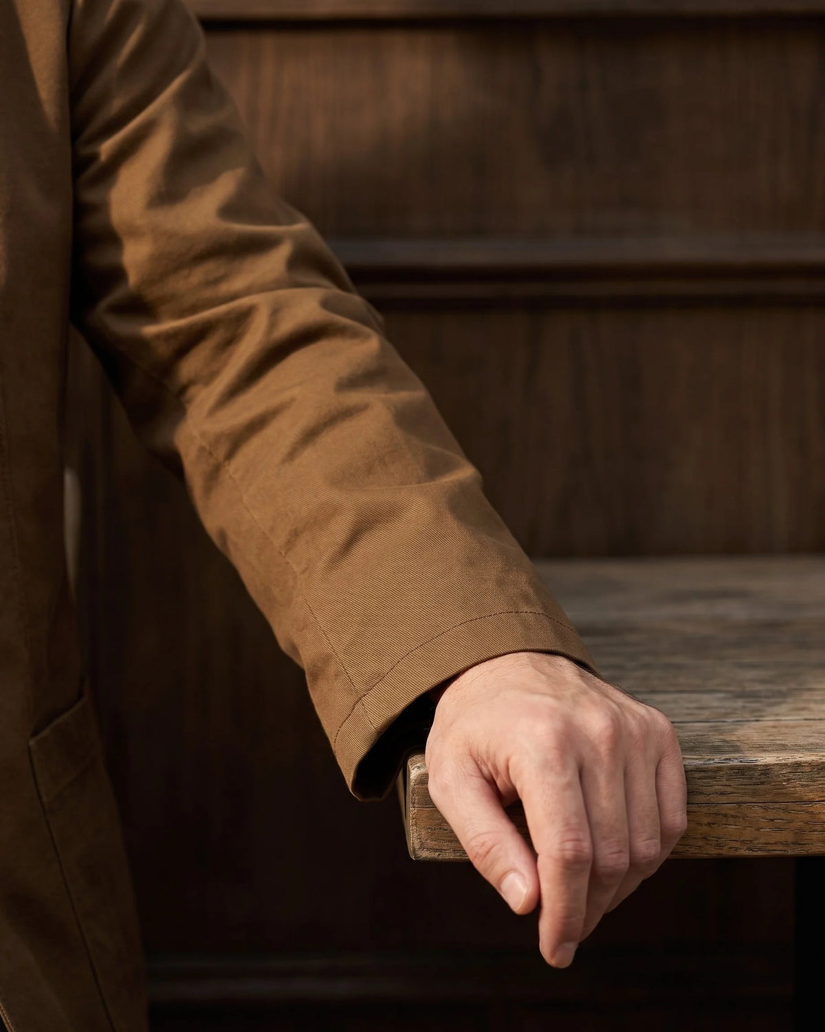 Men's Textured Three-Button Patch-Pocket Blazer in Brown – product view | Hensley London