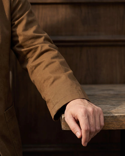 Men's Textured Three-Button Patch-Pocket Blazer in Brown – product view | Hensley London