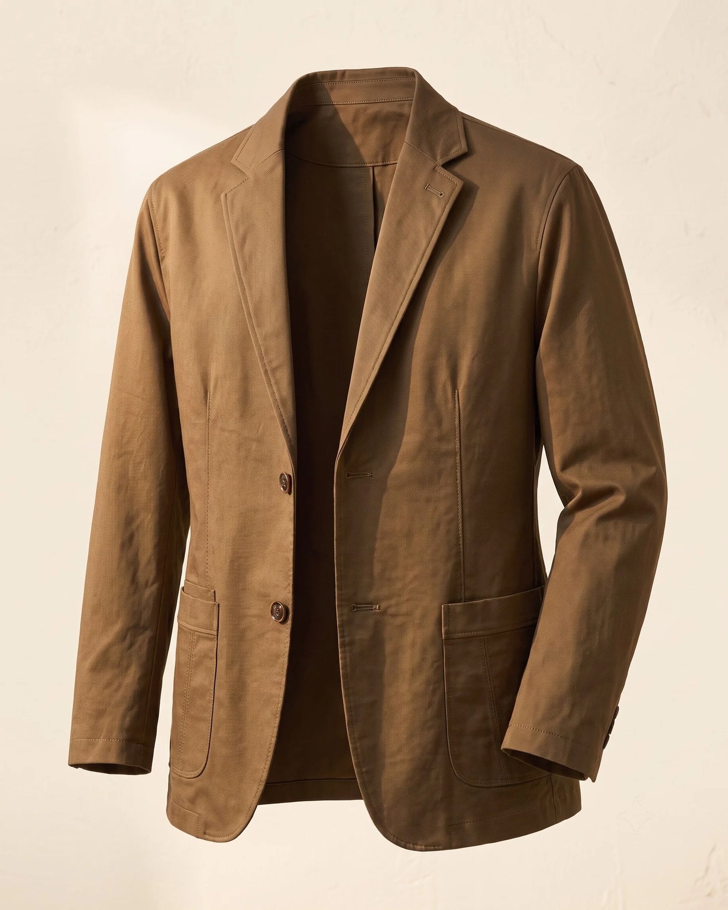 Men's Textured Three-Button Patch-Pocket Blazer in Brown – additional view | Hensley London