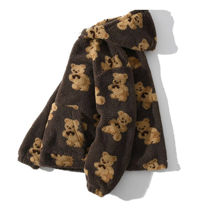 Oversized Hooded Bear Pattern Pullover Sweaters 3