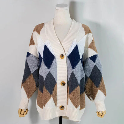Oversized Plaid Pattern Cardigan Sweater 3