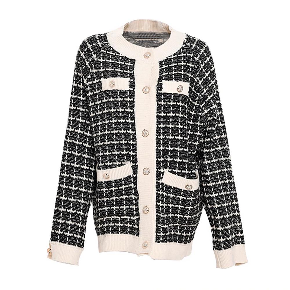 Oversized Retro Plaid Sweater Jacket 6