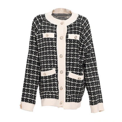 Oversized Retro Plaid Sweater Jacket 6