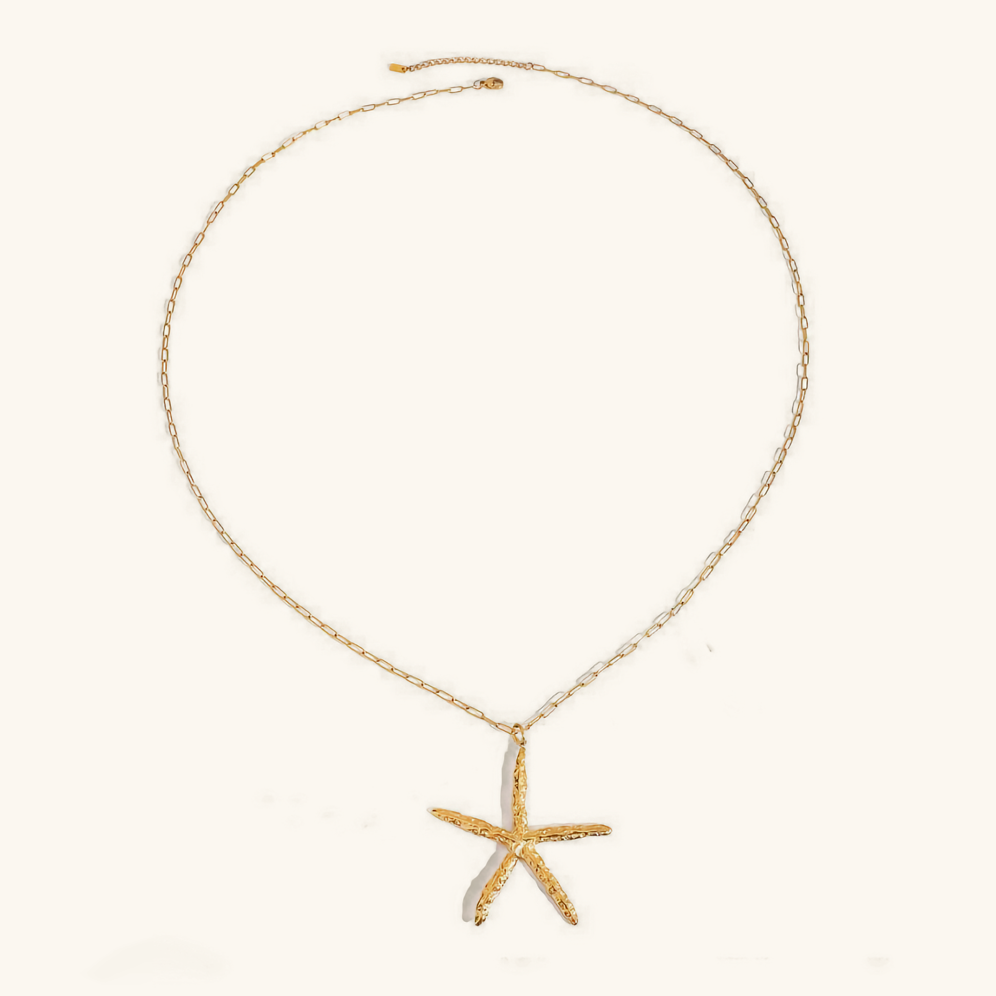 Oversized Starfish Necklace in 18k Gold-Plated Stainless Steel – Waterproof, Hypoallergenic, 30-Inch Adjustable Length 0