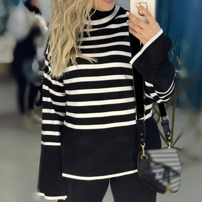 Oversized Streetwear Stripe Turtleneck Pullover Sweaters 10